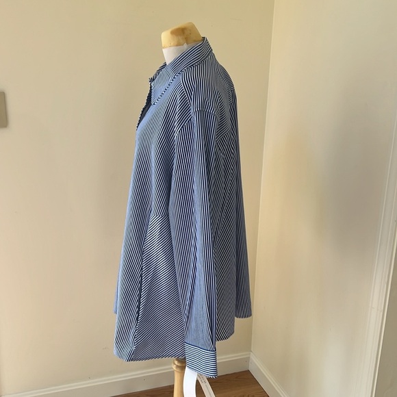 New! Foxcroft NYC plus size 22W blue striped front button non iron shirt. - Picture 2 of 10